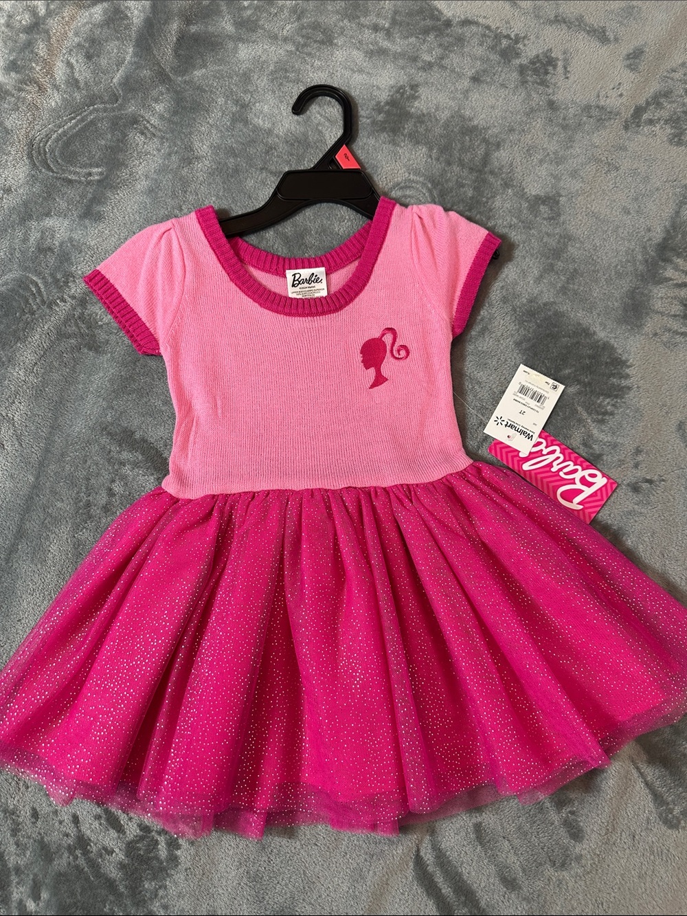 NWTS Barbie Hot Pink & Light Pink Sparkle Tulle Kids Dress Sz 2T dress up